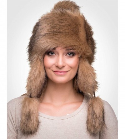 Bomber Hats Faux Fur Trapper Hat for Women - Fun- Warm & Different Russian Fur Hat - Beige Fox - CT11HBFLEJF $52.48
