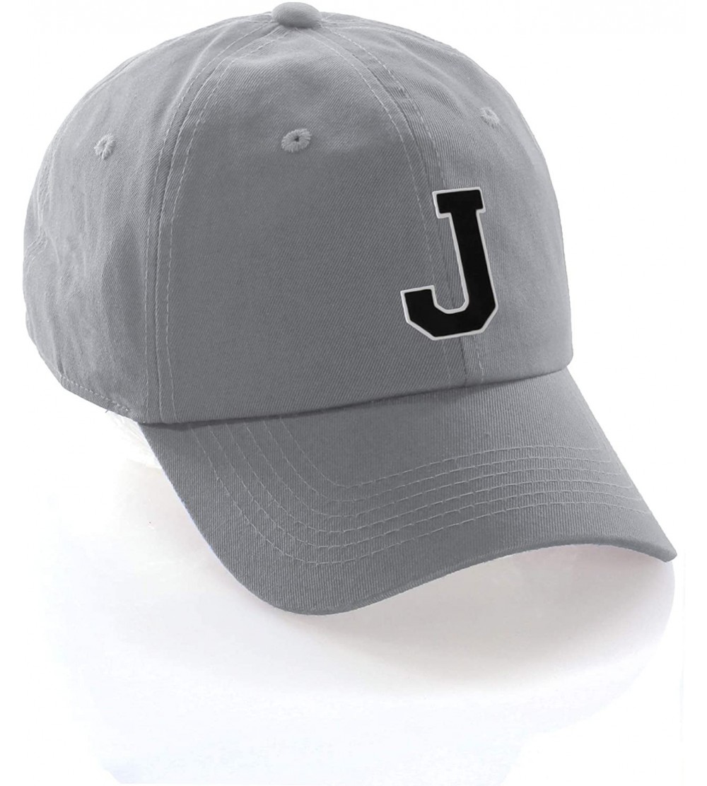 Baseball Caps Custom Hat A to Z Initial Letters Classic Baseball Cap- Light Grey White Black - Letter J - CZ18NH9XT3O $13.36