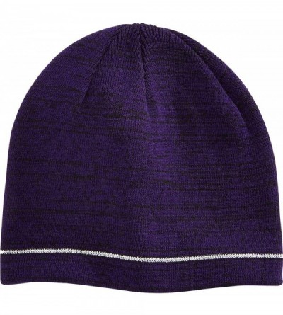Skullies & Beanies Mens Reflective Marled Beanie Hat - Purple - CE18W8KWXZA $8.75