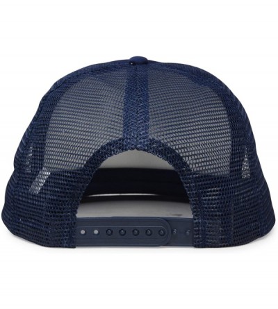 Baseball Caps Flat Billed Trucker Hat Mesh Back S M L Adjustable Cap Solid Two Toned Snapback - Navy Blue - CY11JF2NMC9 $10.50