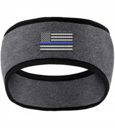 Cold Weather Headbands Thin Blue Line American Flag Police Law Enforcement 2 Tone Fleece Headband - COLOR CHOICE - Gray - C01...