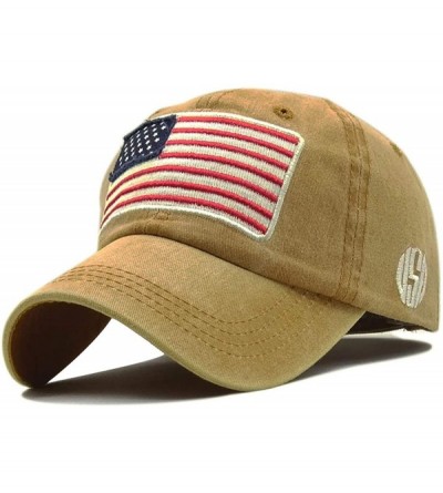 Baseball Caps Men's USA American Flag Baseball Cap Embroidered Polo Style Military Army Hat - American Flag Washed - Yellow -...