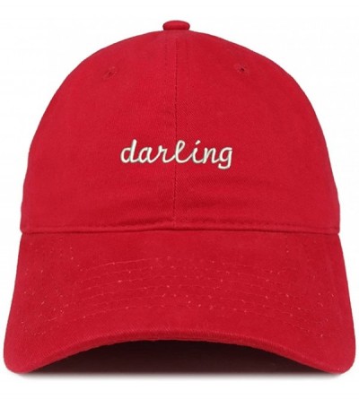 Baseball Caps Darling Embroidered 100% Cotton Adjustable Strap Cap - Red - CM12IZKTYVT $14.23