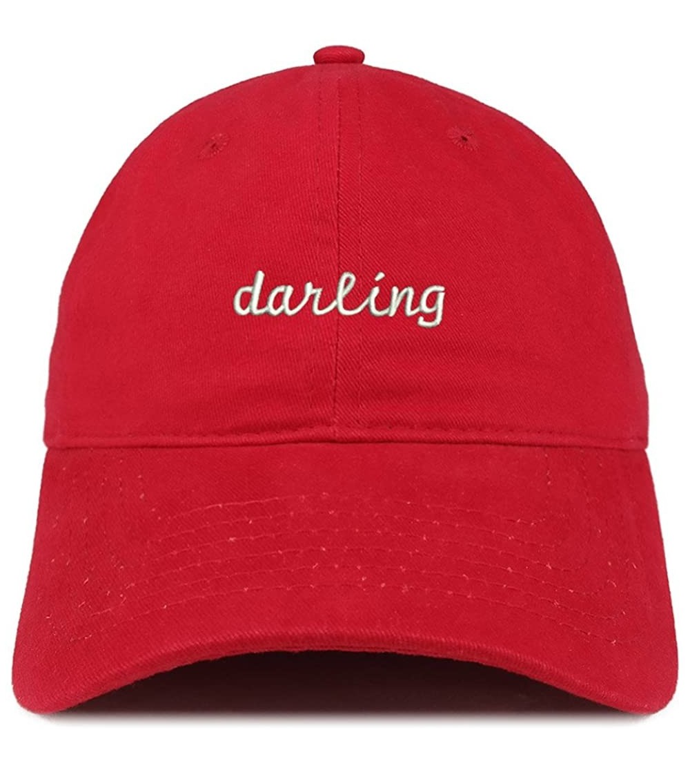 Baseball Caps Darling Embroidered 100% Cotton Adjustable Strap Cap - Red - CM12IZKTYVT $14.23