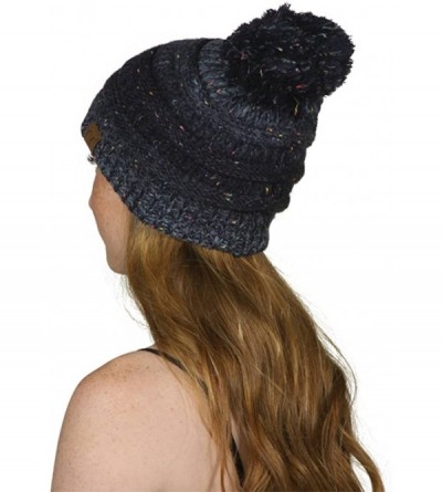 Skullies & Beanies Warm Cable Knit Thick Soft Beanie w/Pom - Navy - CT12NUWRJYU $12.87