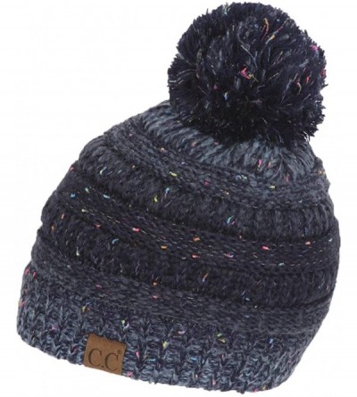 Skullies & Beanies Warm Cable Knit Thick Soft Beanie w/Pom - Navy - CT12NUWRJYU $12.87