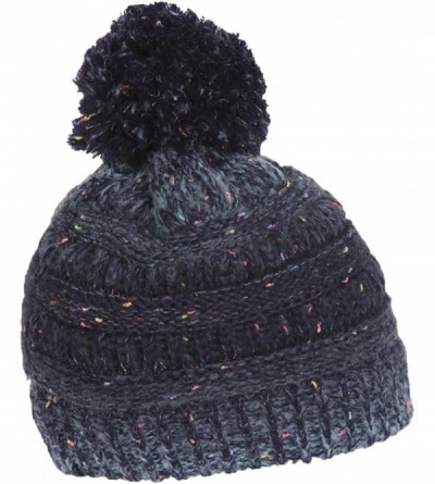 Skullies & Beanies Warm Cable Knit Thick Soft Beanie w/Pom - Navy - CT12NUWRJYU $12.87