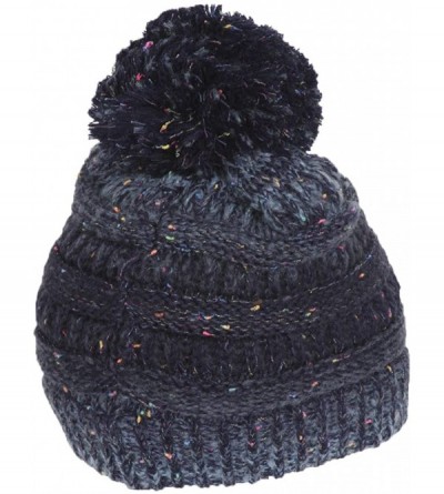 Skullies & Beanies Warm Cable Knit Thick Soft Beanie w/Pom - Navy - CT12NUWRJYU $12.87