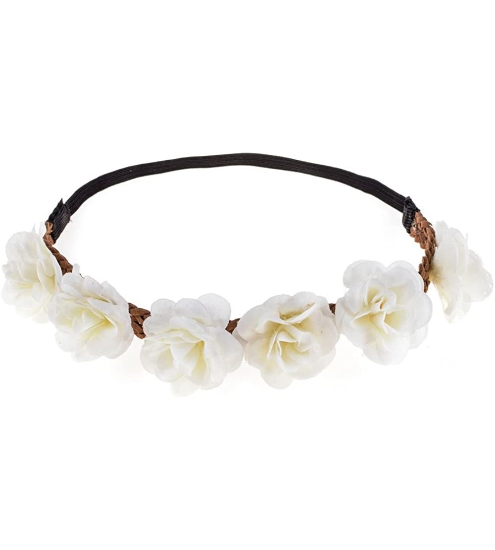 Headbands Rose Flower Wreath Headband Floral Crown Garland Halo for Wedding HH14 - White - CM12FMDUEPH $12.33