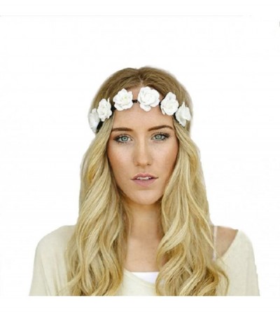 Headbands Rose Flower Wreath Headband Floral Crown Garland Halo for Wedding HH14 - White - CM12FMDUEPH $12.33