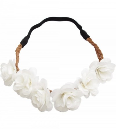 Headbands Rose Flower Wreath Headband Floral Crown Garland Halo for Wedding HH14 - White - CM12FMDUEPH $12.33