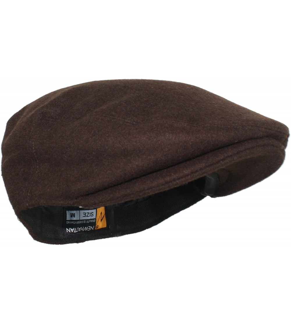 Newsboy Caps Street Easy Felt Newsboy Driving Cap with Plush Lining - Brown - CP125EYW8XZ $17.70