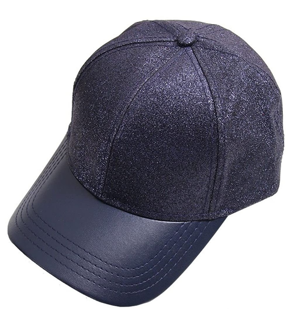 Baseball Caps Shiny Glitter Baseball Cap - Navy - C612LHKUELN $16.04