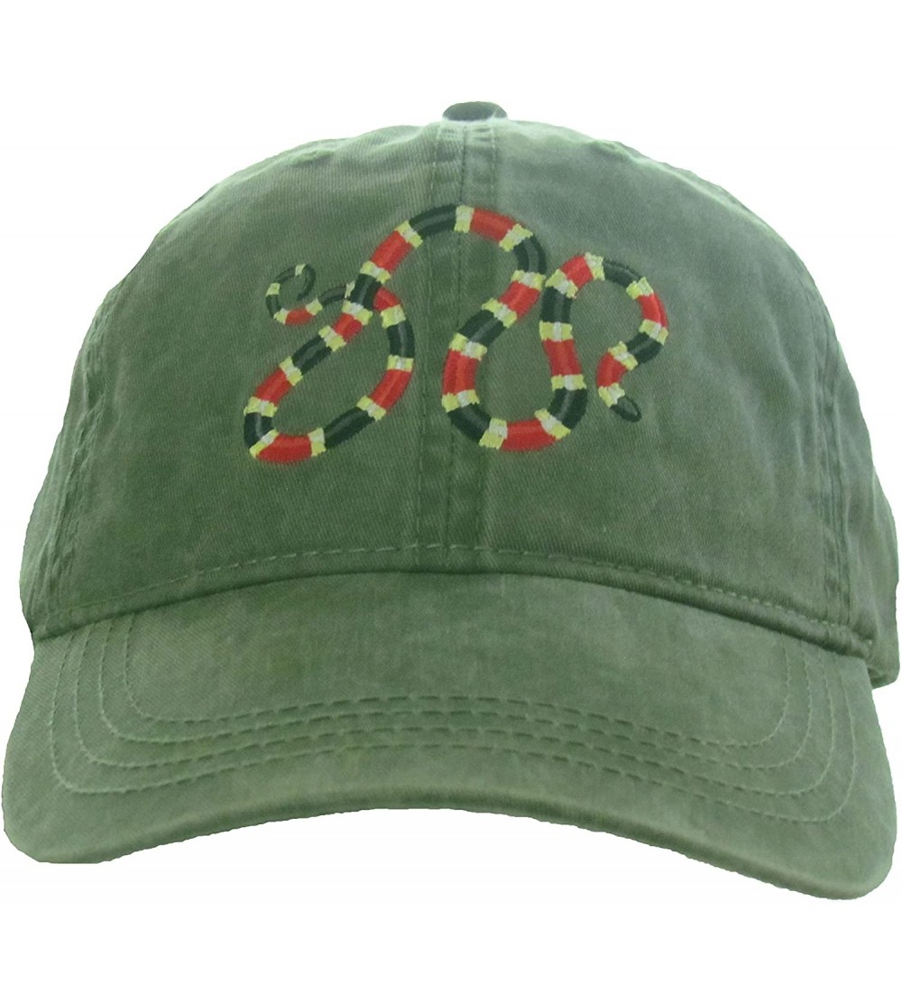 Baseball Caps Coral Snake Embroidered Cotton Cap Green - C7128PK6VT7 $21.29