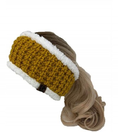 Skullies & Beanies Winter Beanie Headwrap Hat Cap Fashion Stretch Knit Fuzzy Polar Fleece Lined Ear Warmer Headband - Mustard...