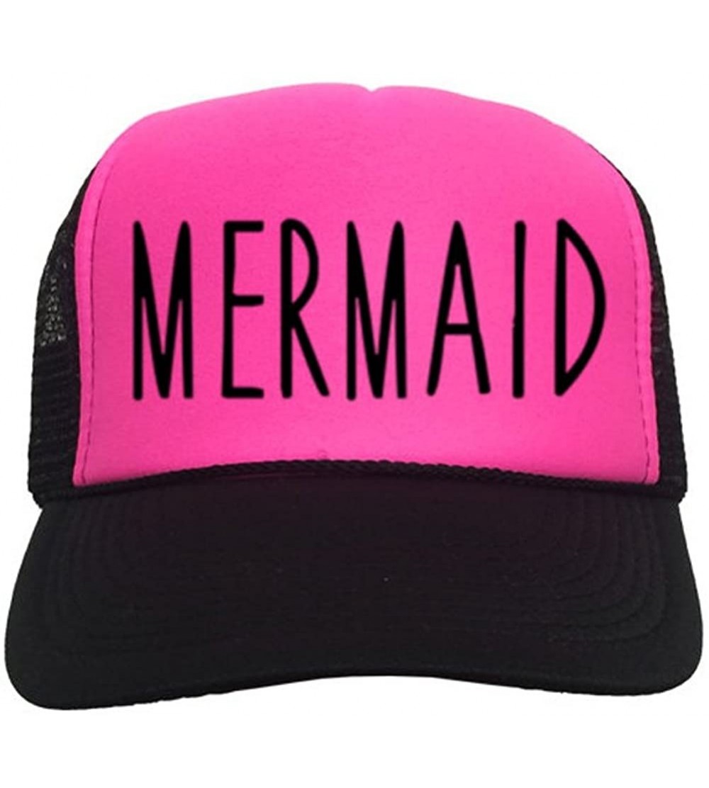 Baseball Caps Mermaid Trucker Hat - Black/Pink - C212GM52O4N $16.06