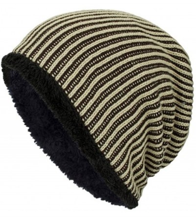 Skullies & Beanies Men Winter Stripe Knit Beanie Hats Wool Knit Warm Hat Ski Caps - Yellow - CO188O7LH70 $7.06