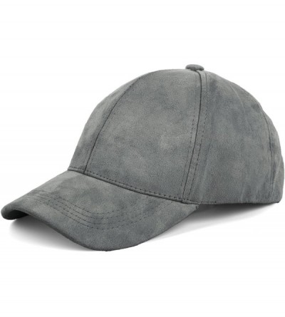 Baseball Caps Unisex Faux Suede Baseball Cap Adjustable Plain Dad Hat for Women Men - Ash Grey - CL12EL625E9 $20.83