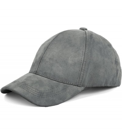 Baseball Caps Unisex Faux Suede Baseball Cap Adjustable Plain Dad Hat for Women Men - Ash Grey - CL12EL625E9 $8.33