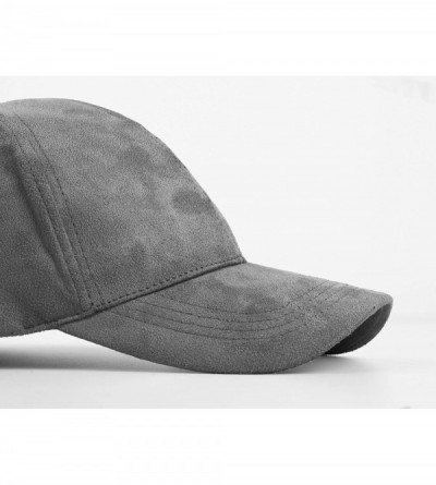 Baseball Caps Unisex Faux Suede Baseball Cap Adjustable Plain Dad Hat for Women Men - Ash Grey - CL12EL625E9 $8.33