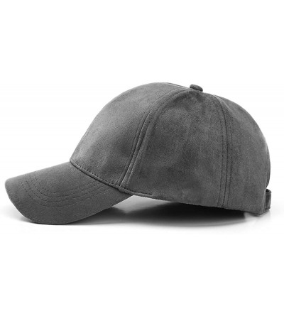 Baseball Caps Unisex Faux Suede Baseball Cap Adjustable Plain Dad Hat for Women Men - Ash Grey - CL12EL625E9 $8.33
