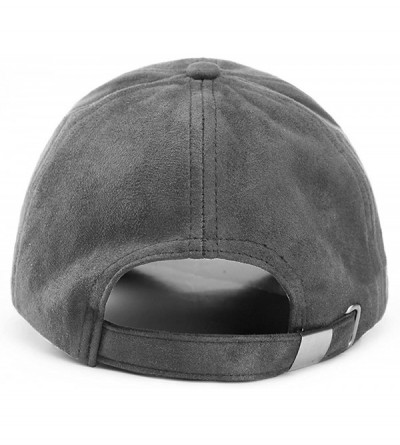 Baseball Caps Unisex Faux Suede Baseball Cap Adjustable Plain Dad Hat for Women Men - Ash Grey - CL12EL625E9 $8.33