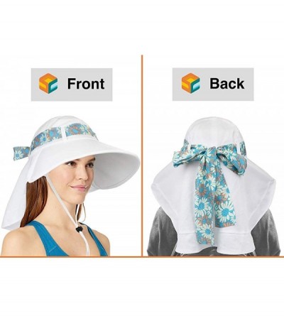 Sun Hats Women Sun Hat with Neck Flap Wide Brim Outdoor Hat for Hiking- Beach- Fishing - White - CS186I32NEL $9.48