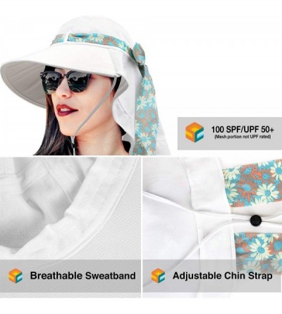 Sun Hats Women Sun Hat with Neck Flap Wide Brim Outdoor Hat for Hiking- Beach- Fishing - White - CS186I32NEL $9.48