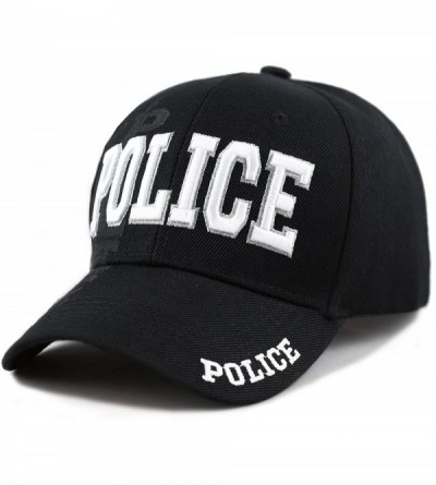 Baseball Caps Law Enforcement 3D Embroidered Baseball One Size Cap - 01. Police-black - CJ18ELSYCHE $10.09