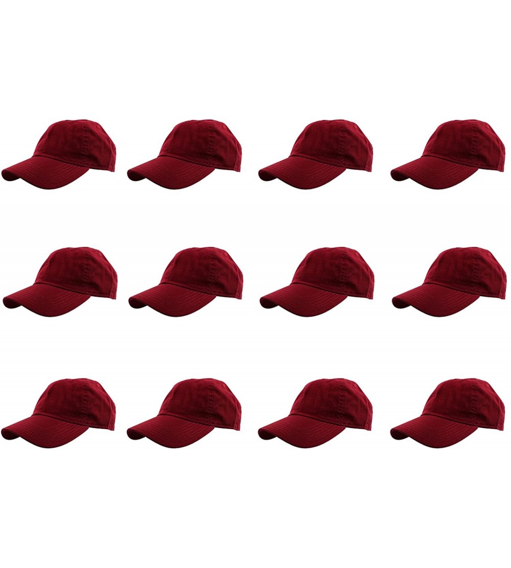 Baseball Caps Baseball Caps 100% Cotton Plain Blank Adjustable Size Wholesale LOT 12 Pack - Wine - CE182ZOTMI8 $38.73