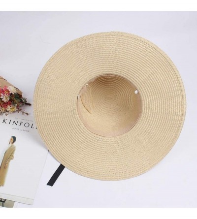 Sun Hats Womens Summer Wide Brim Straw Hat Foldable Roll up Beach Sun Hat UPF 50+ - Beige(0204) - CL18N8U3AS0 $12.47