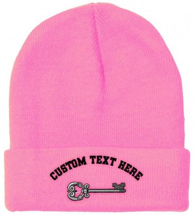 Skullies & Beanies Custom Beanie for Men & Women Skeleton Key Locksmith Embroidery Skull Cap Hat - Soft Pink - CG18ZS3C6H9 $1...