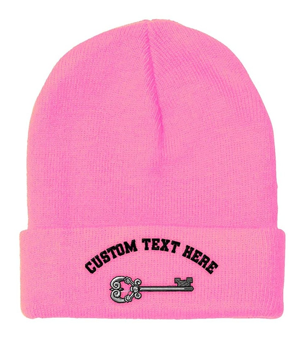 Skullies & Beanies Custom Beanie for Men & Women Skeleton Key Locksmith Embroidery Skull Cap Hat - Soft Pink - CG18ZS3C6H9 $1...