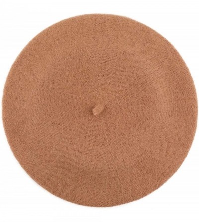 Berets Womens Classic Solid Color Knitted Wool French Beret - Camel - CY187N4NYH8 $11.09