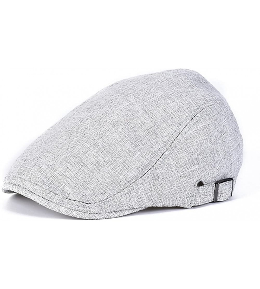 Newsboy Caps Unisex Breathable Summer Outdoor Leisure Cap Linen Berets Flat Cap Ivy Gatsby Newsboy Hat Golf Cap - Light Grey ...