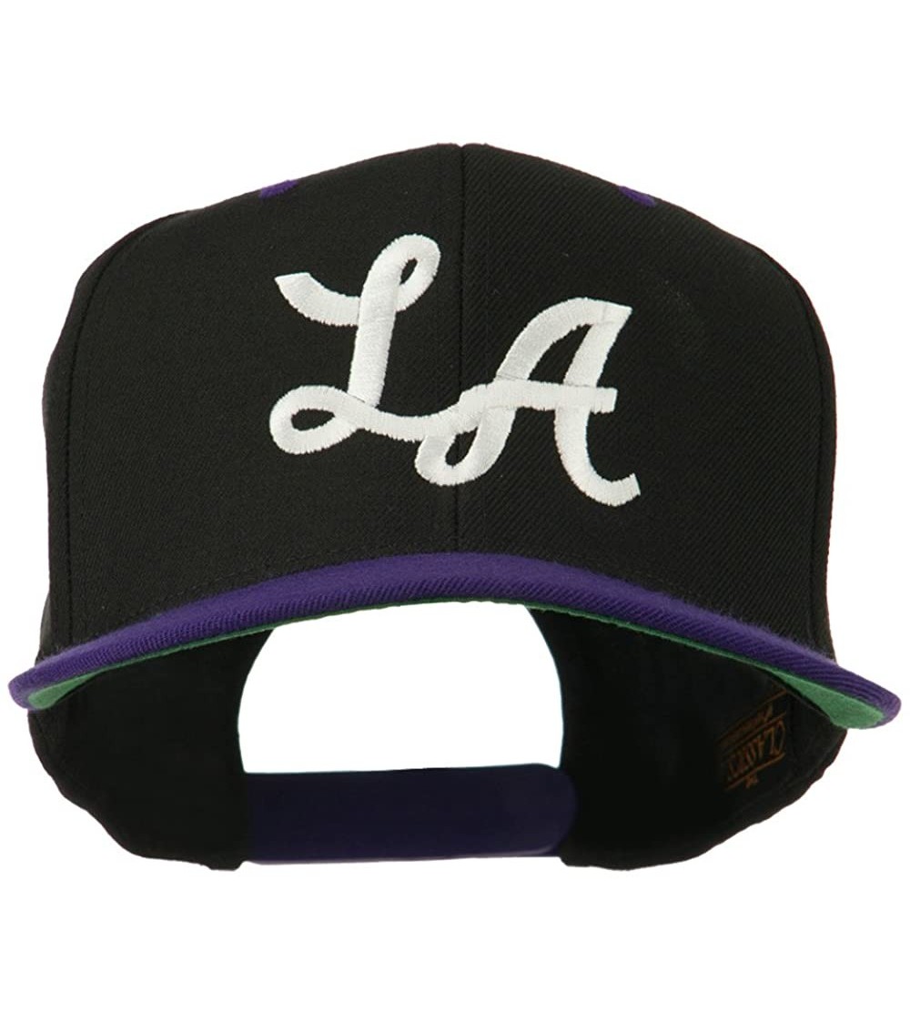 Baseball Caps LA Embroidered Snapback Cap - Black Purple - C311ONYXW1Z $31.01