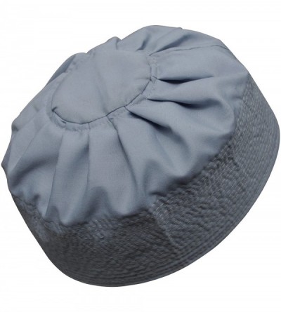 Skullies & Beanies White Cotton Pleated Top 3.5in Tall Fabric Kufi Prayer Cap Beanie - Gray - CN12NTMBUVH $16.87