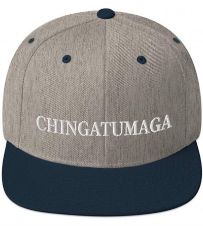 Baseball Caps CHINGATUMAGA Hat (Embroidered Wool Blend Snapback Hat) Chinga Tu MAGA Parody - Heather Grey/ Navy - CO18ZC0X2IE...