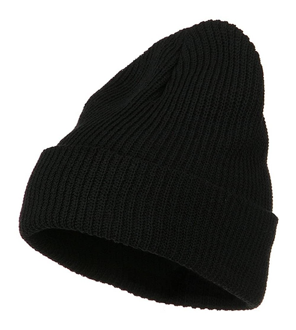 Skullies & Beanies Eco Cotton Ribbed XL Cuff Beanie - Black - CN115EH0Y25 $26.38