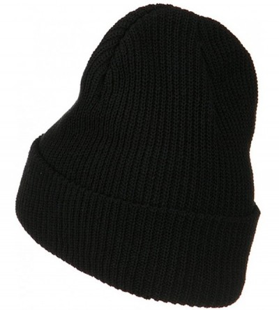 Skullies & Beanies Eco Cotton Ribbed XL Cuff Beanie - Black - CN115EH0Y25 $26.38