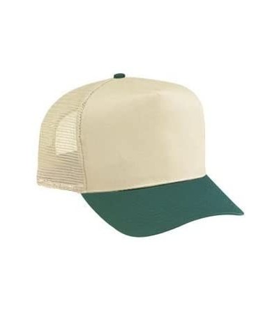 Baseball Caps Cotton Blend Twill 5 Panel Pro Style Mesh Back Trucker Hat - Dk.grn/Kha - CK180D47DMI $11.29