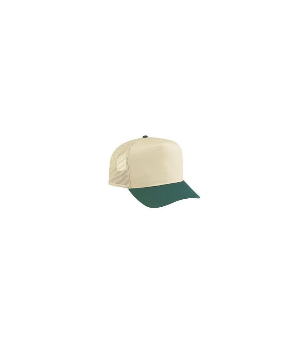 Baseball Caps Cotton Blend Twill 5 Panel Pro Style Mesh Back Trucker Hat - Dk.grn/Kha - CK180D47DMI $11.29