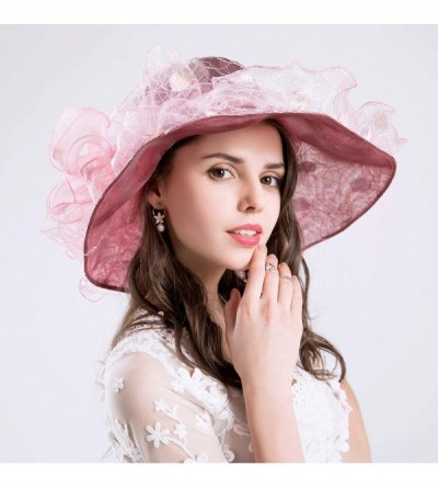 Sun Hats Womens Tea Party Church Derby Flower Organza Hat - 2-pink - CQ18OWMH3ET $20.98