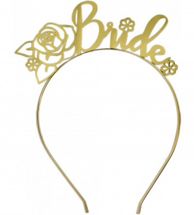 Headbands Modern Silver Bride Mageta Headband - Bride to Be - Gold Floral (Black Sash - Gold Floral Headband) - CP18SH3WNW6 $...