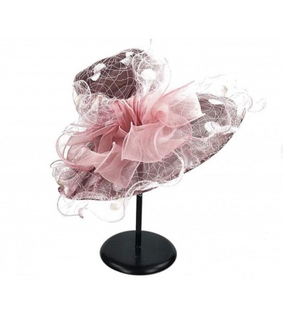 Sun Hats Womens Tea Party Church Derby Flower Organza Hat - 2-pink - CQ18OWMH3ET $11.40