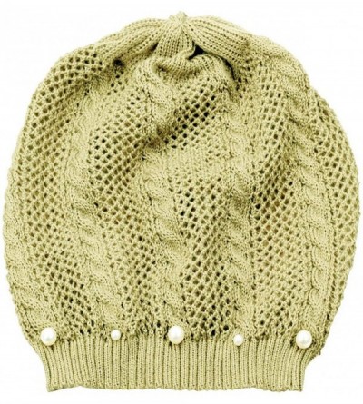 Skullies & Beanies Knit Crochet Hat Light Beanie Style Knitted Cap Women Girl Thin Hollow Braid - Darkkhaki - C518EIM258U $7.26