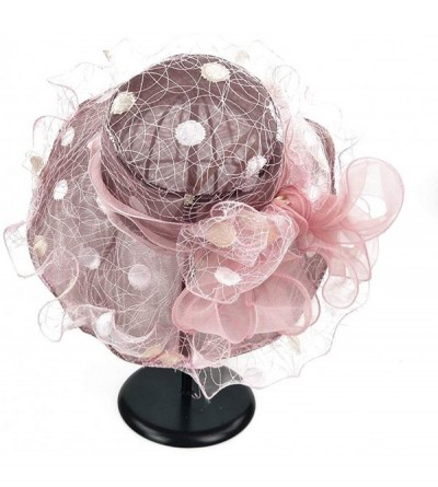 Sun Hats Womens Tea Party Church Derby Flower Organza Hat - 2-pink - CQ18OWMH3ET $11.40