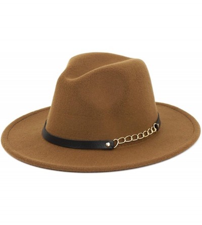 Fedoras Women's Fedoras Belt Buckle Fedora Panama Hat - Khaki - CK18KOT2RSE $29.41