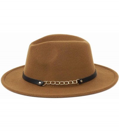 Fedoras Women's Fedoras Belt Buckle Fedora Panama Hat - Khaki - CK18KOT2RSE $17.42