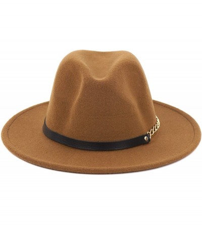 Fedoras Women's Fedoras Belt Buckle Fedora Panama Hat - Khaki - CK18KOT2RSE $17.42